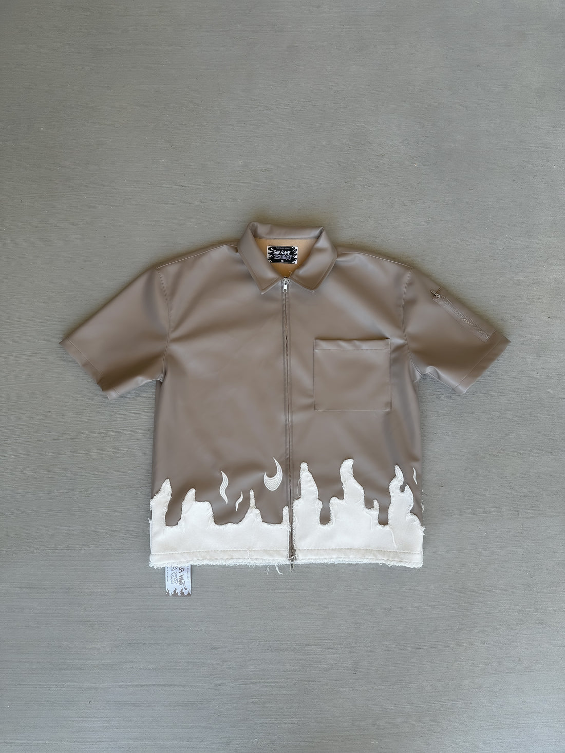Twin Flame Leather Shirt (BEIGE)(PREORDER)